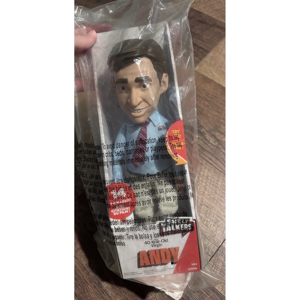 Shelf Talkers 40 Year Old Virgin Andy Pull String Talking Doll Figure New
